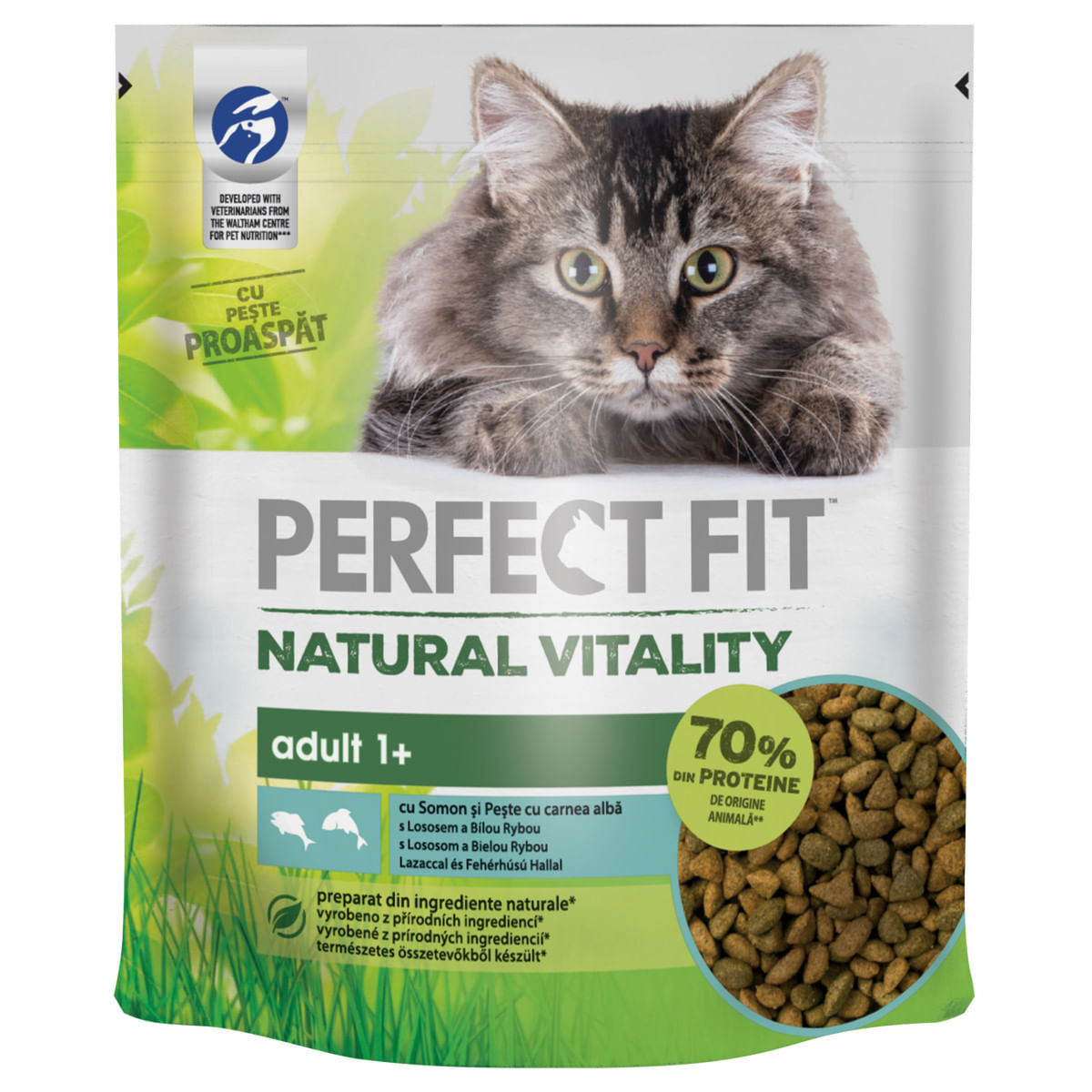 PERFECT FIT Natural Vitality, Somon și Pește alb, hrană uscată pisici, 650g - poza 2