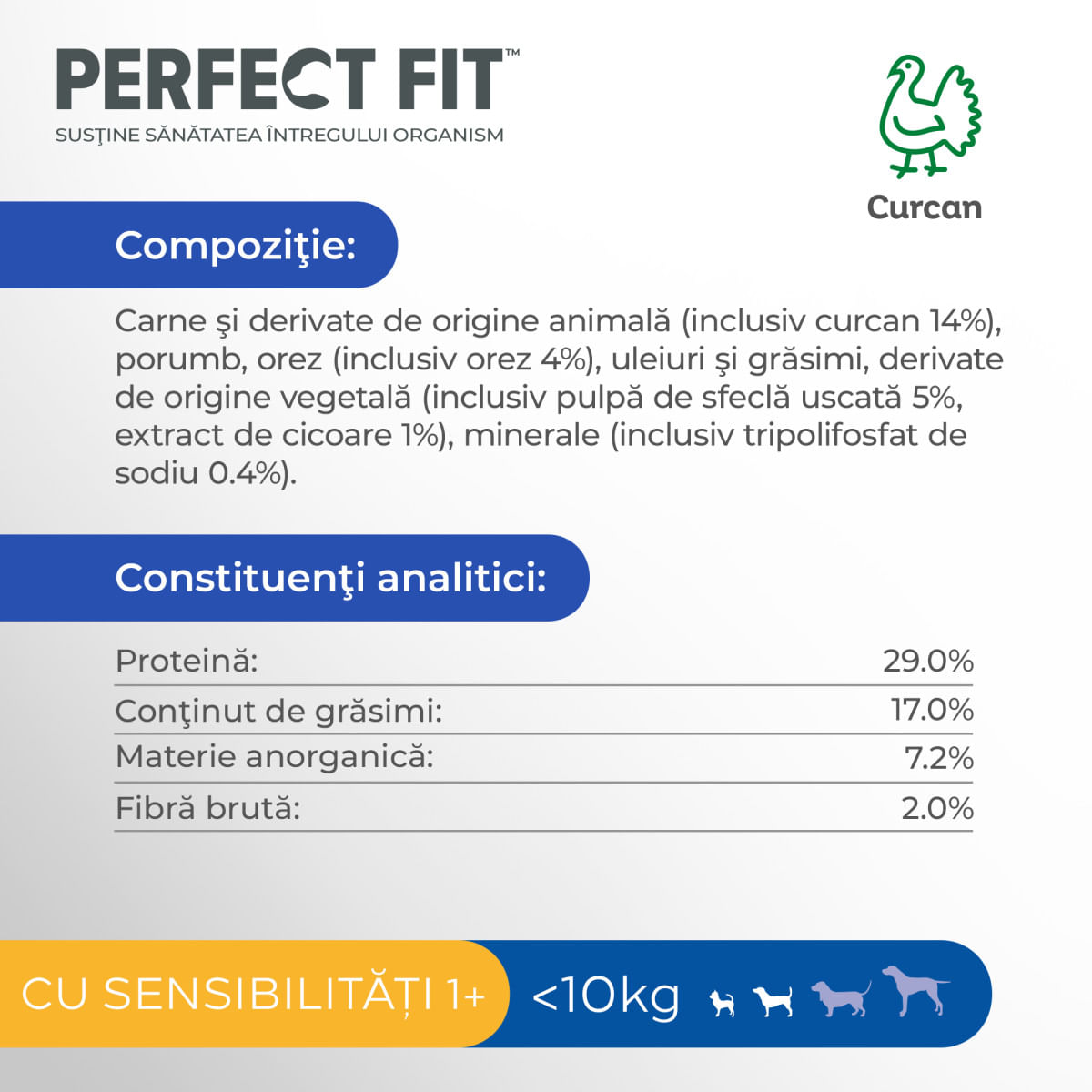 PERFECT FIT Sensitive 1+, XS-S, Curcan, hrană uscată câini, sistem digestiv, 1.4kg - poza 3