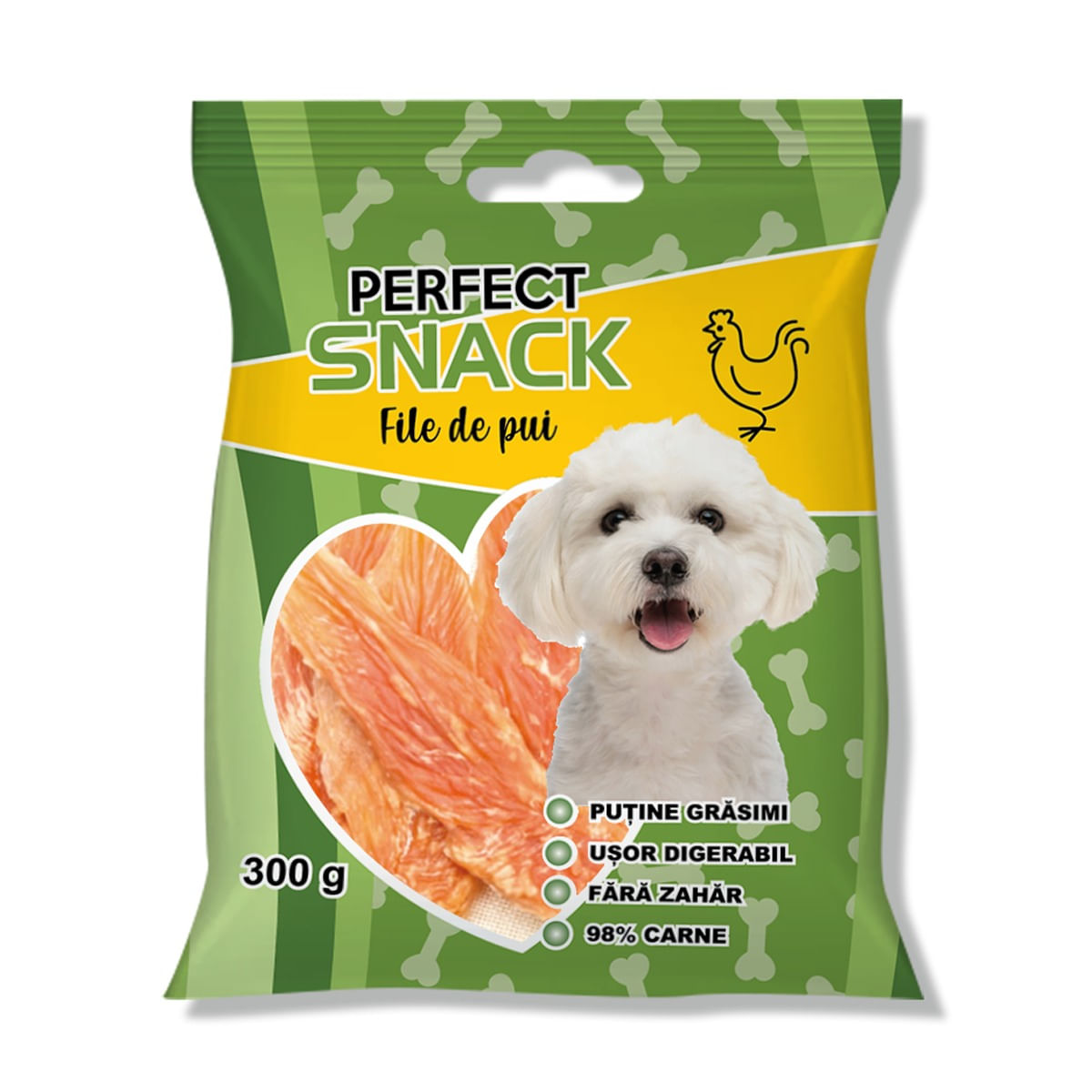 PERFECT SNACK File, XS-XL, Pui, punguță recompense câini, 300g - poza 1