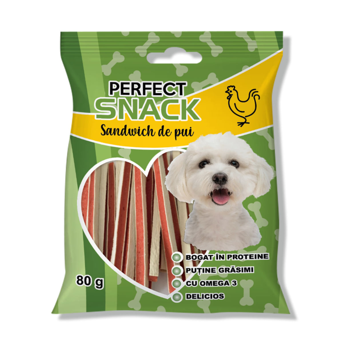 PERFECT SNACK Sandwich, XS-XL, Pui, punguță recompense câini, 80g - poza 2