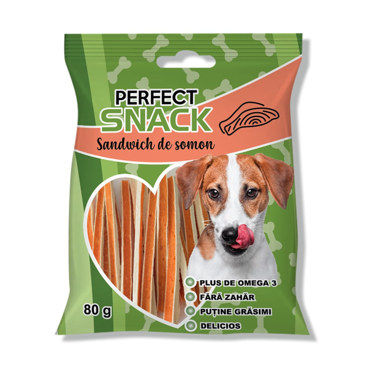 PERFECT SNACK Sandwich, XS-XL, Somon, punguță recompense câini, 80g - poza 2
