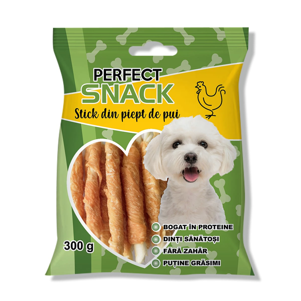PERFECT SNACK Stick Piept, XS-XL, Pui, punguță recompense câini, 300g - poza 2
