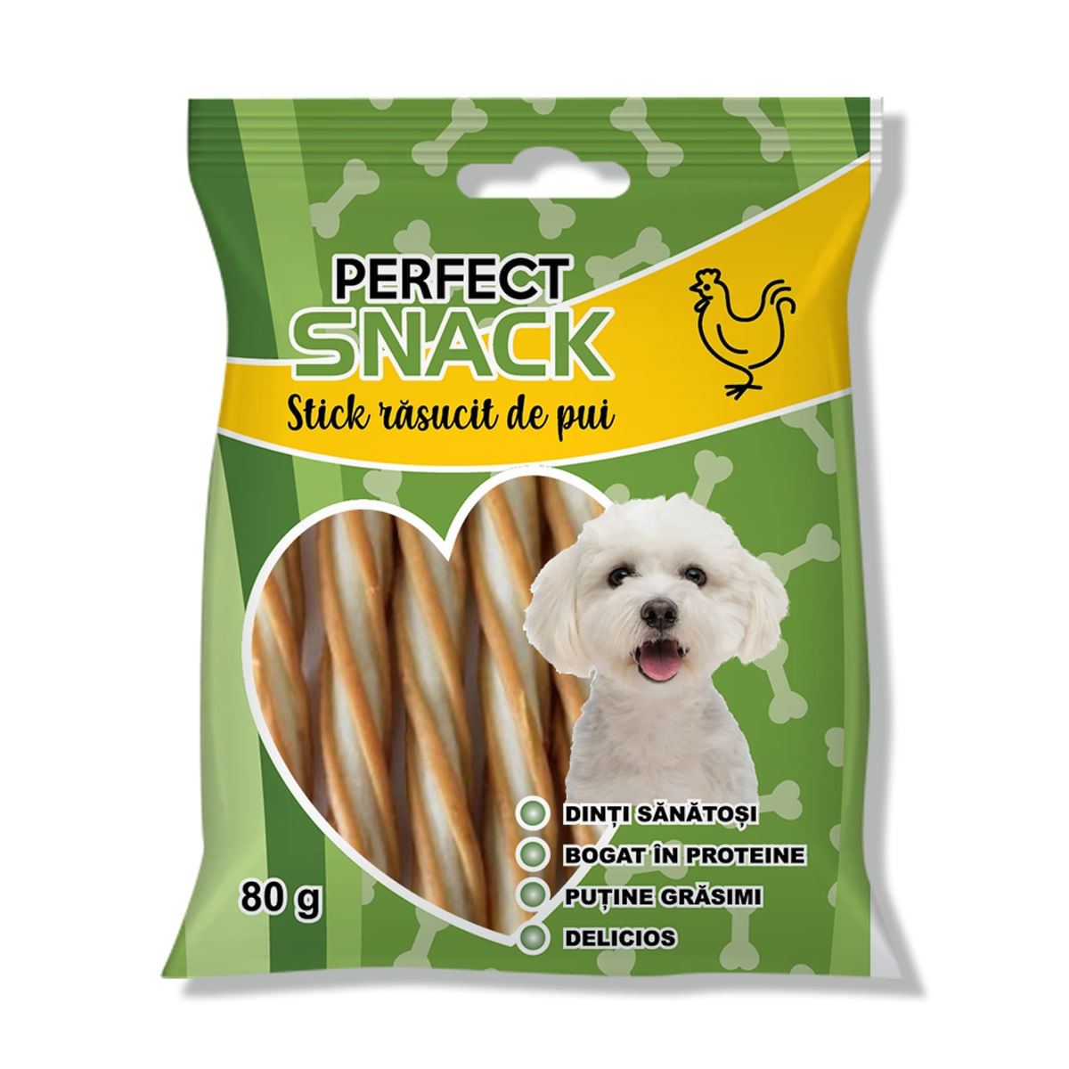 PERFECT SNACK Sticks Rasucit, XS-XL, Pui, punguță recompense câini, 80g - poza 2