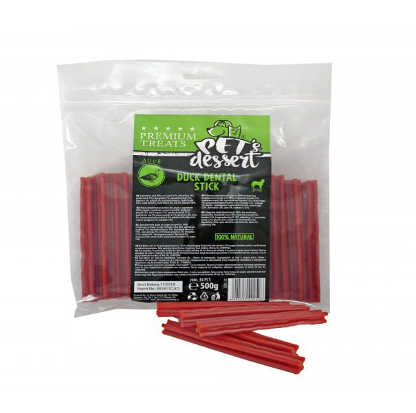 PET'S DESSERT Dental Stick, XS-XL, Rață, punguță recompense fără cereale câini, 500g - poza 2