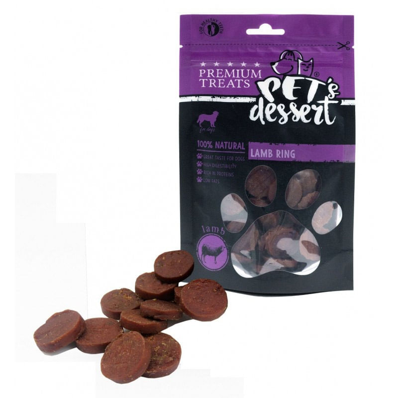 PET'S DESSERT Rings, XS-XL, Miel, punguță recompense fără cereale câini, 80g - poza 2