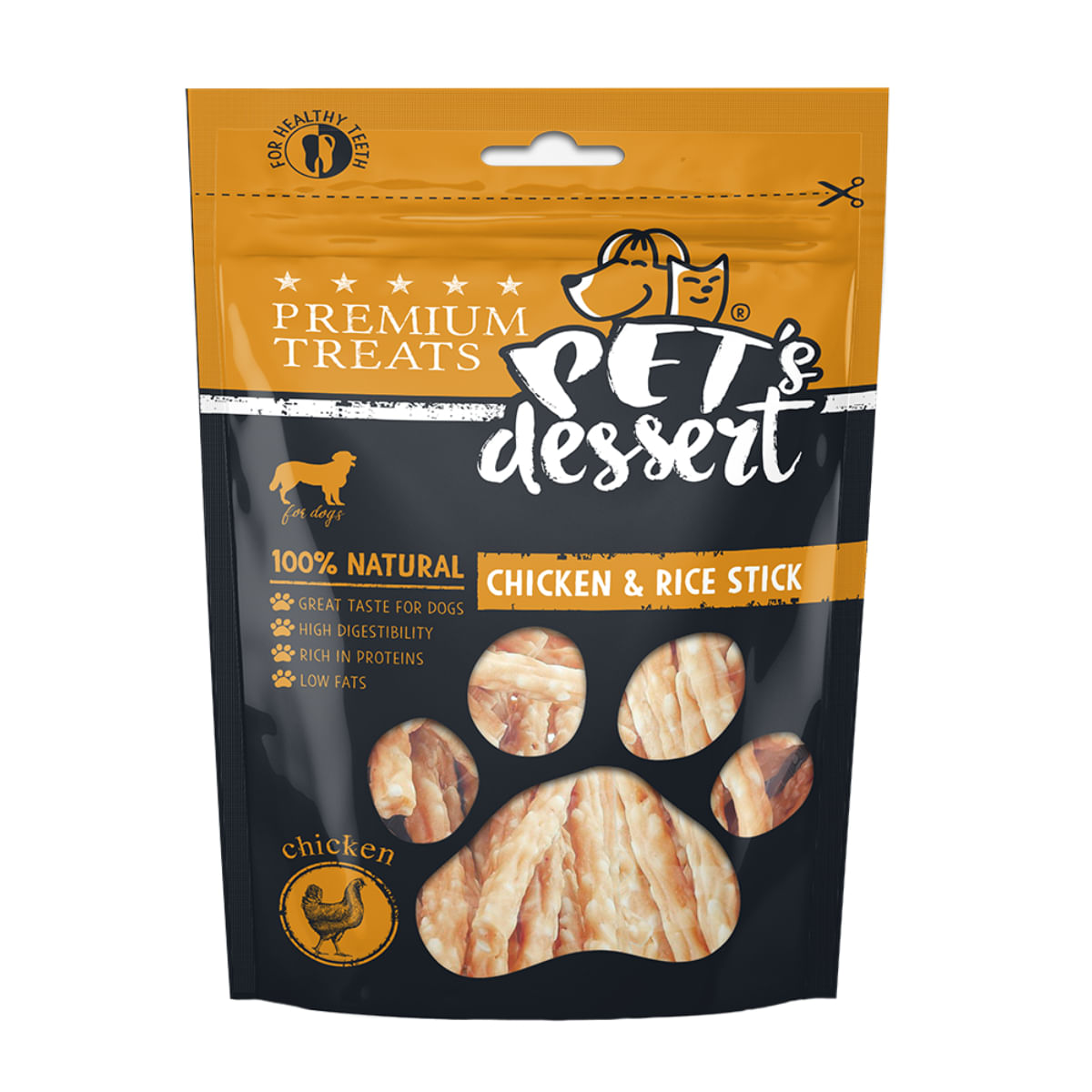 PET'S DESSERT Stick, XS-XL, Pui și Orez, punguță recompense fără cereale câini, 80g - poza 2