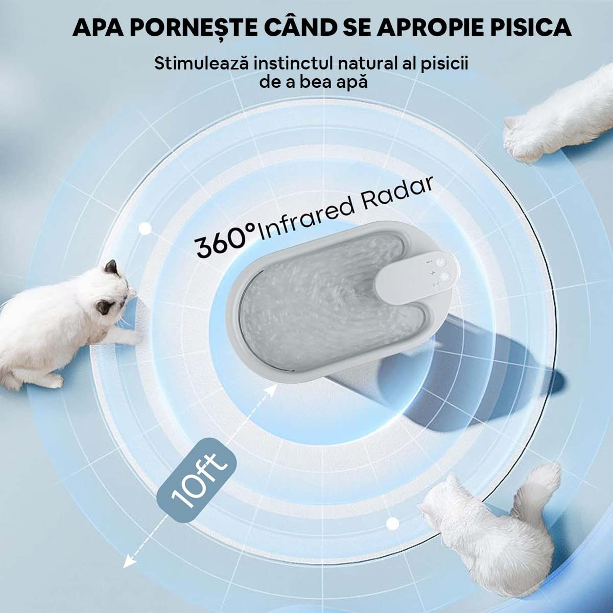 PETIZER Fântâna cu Senzor Mișcare, Pisici și Câini Talie Mică, 2.2 L PETIZER Fântâna cu Senzor Mișcare, Pisici și Câini Talie Mică, 2.2 L - poza 4