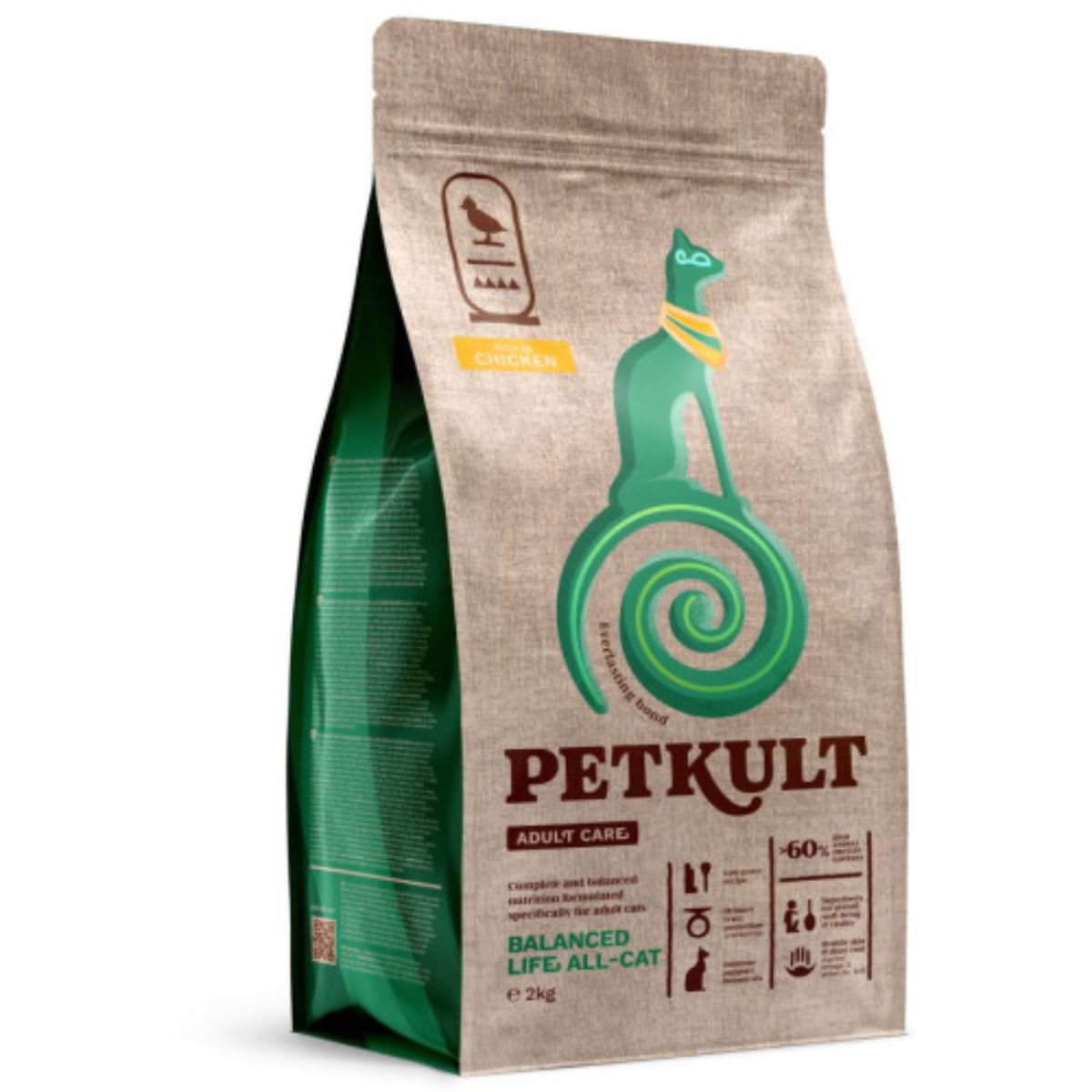 PETKULT Adult Care Balanced Life, Pui, hrană uscată pisici, 2kg - poza 1