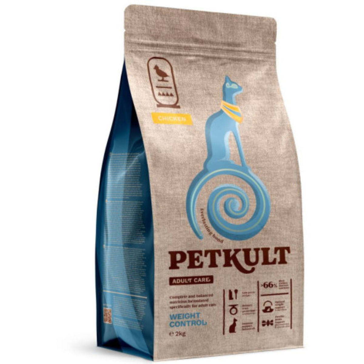 PETKULT Adult Care Weight Control, Pui, hrană uscată pisici, obezitate, 2kg - poza 2