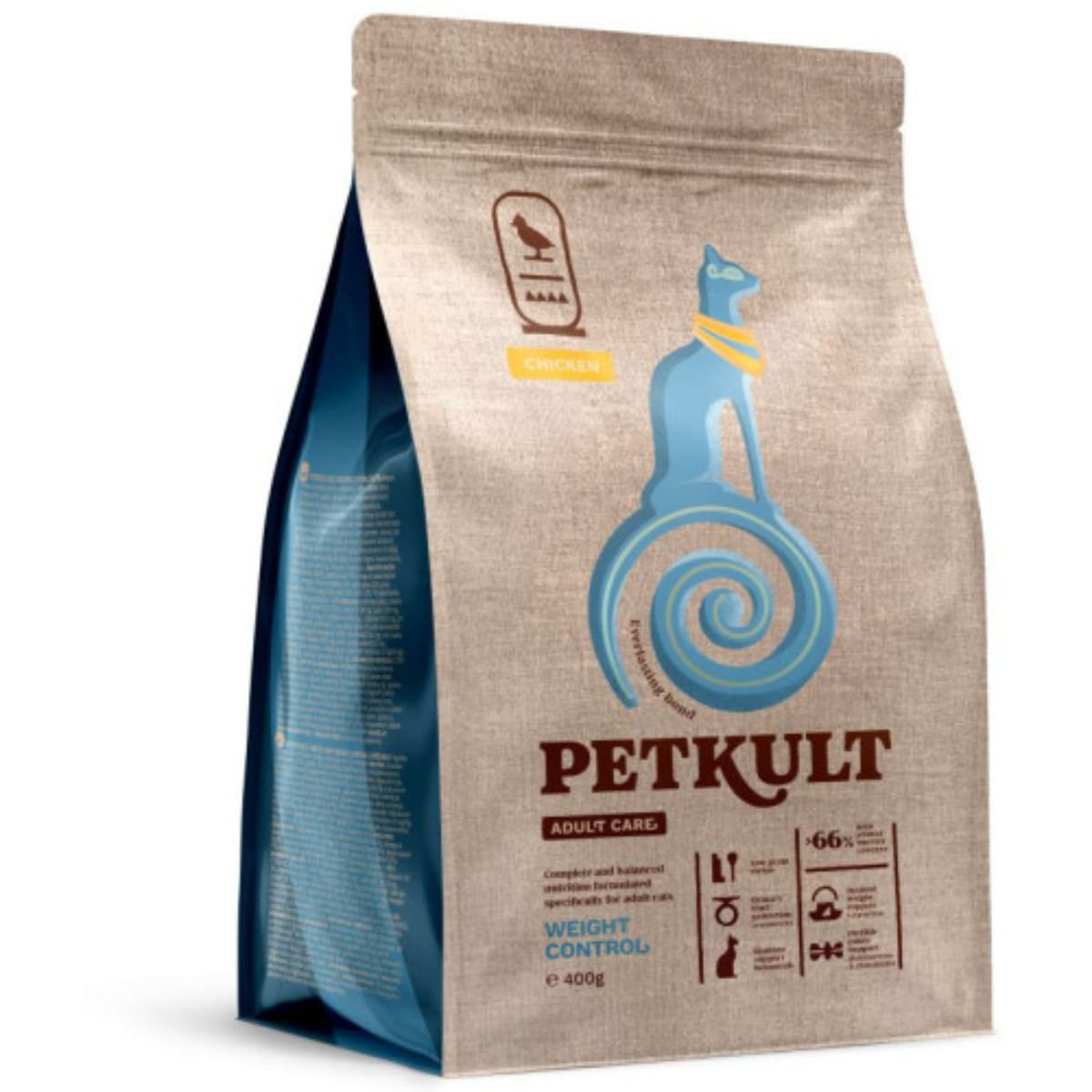 PETKULT Adult Care Weight Control, Pui, hrană uscată pisici, obezitate, 400g - poza 1