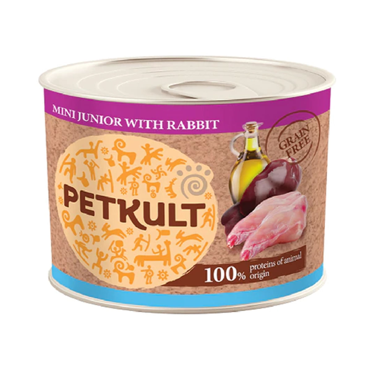 PETKULT Grain Free Mini Junior, Iepure, conservă hrană umedă fără cereale câini junior, 185g - poza 2