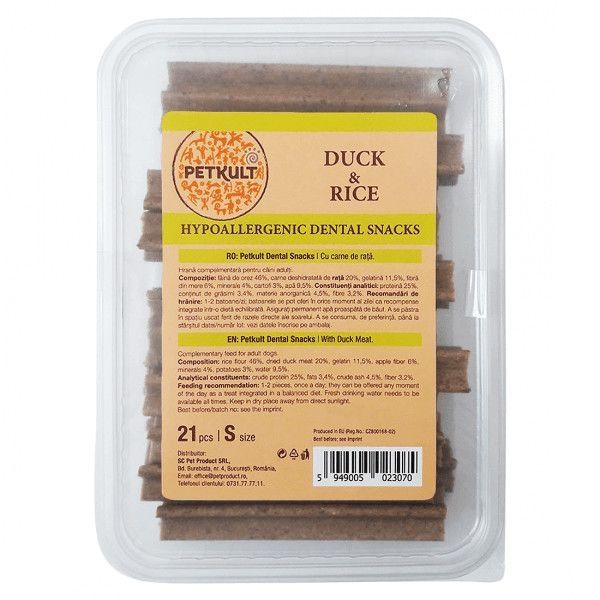 Petkult Hypoallergenic Dental Snacks, Rata si Orez, 21 buc