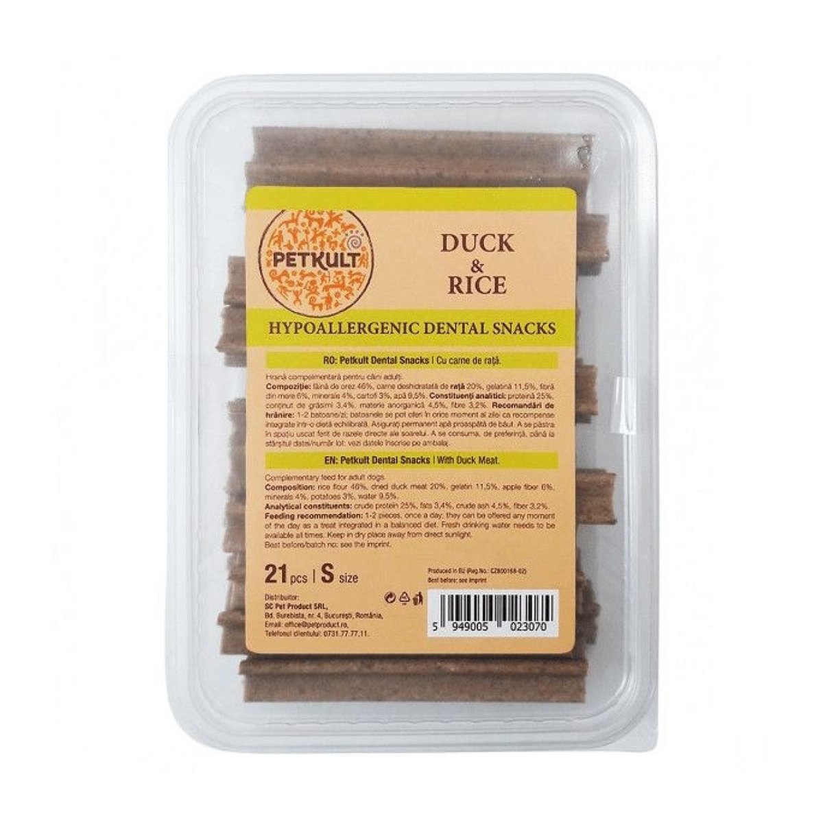 PETKULT Hypoallergenic Dental Snacks, Rată şi Orez, recompensă câini, 21buc - poza 2