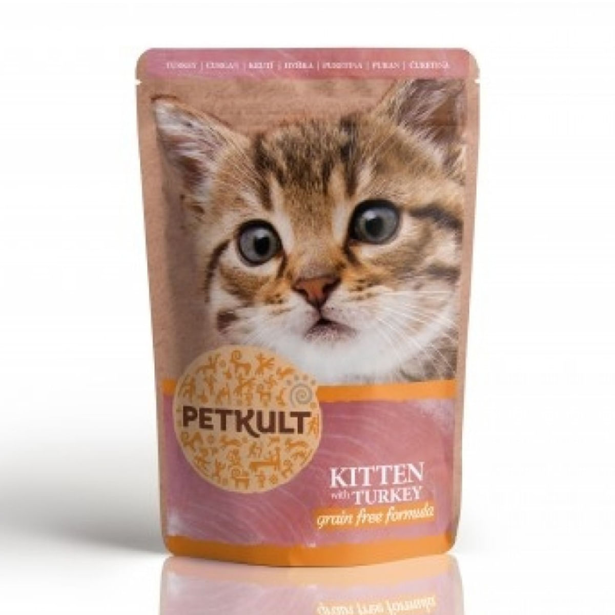 PETKULT Kitten, Curcan, hrană umedă fără cereale pisici junior PETKULT Kitten, Curcan, plic hrană umedă fără cereale pisici junior, 100g - poza 2