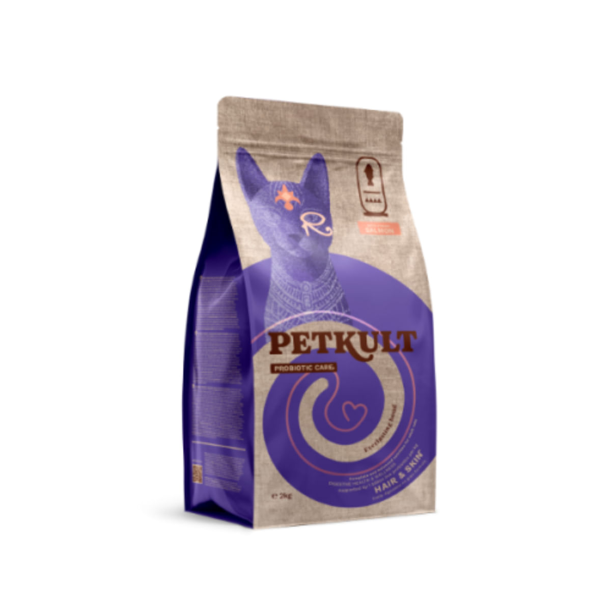 PETKULT Probiotic Care Hair & Skin, Somon și Păstrăv, hrană uscată fără cereale pisici, piele & blană, sistem digestiv, 2kg - poza 2