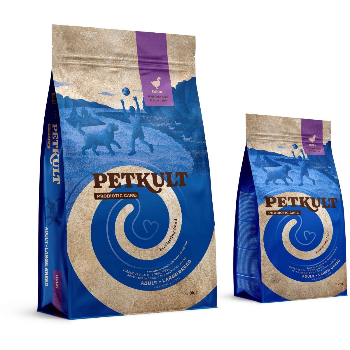 PETKULT Probiotics Adult Large Breed, L-XL, Rață și orez brun, hrană uscată câini, sistem digestiv & probiotice, 2kg - poza 1