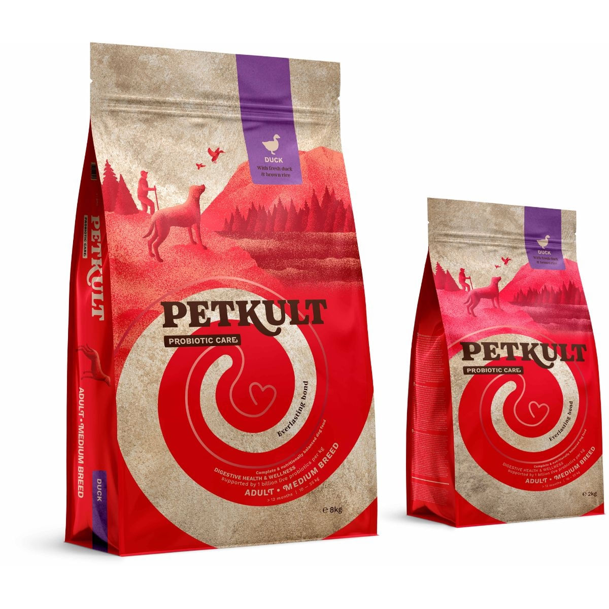 PETKULT Probiotics Adult Medium Breed, M, Rață și orez brun, hrană uscată câini, sistem digestiv & probiotice, 2kg - poza 2