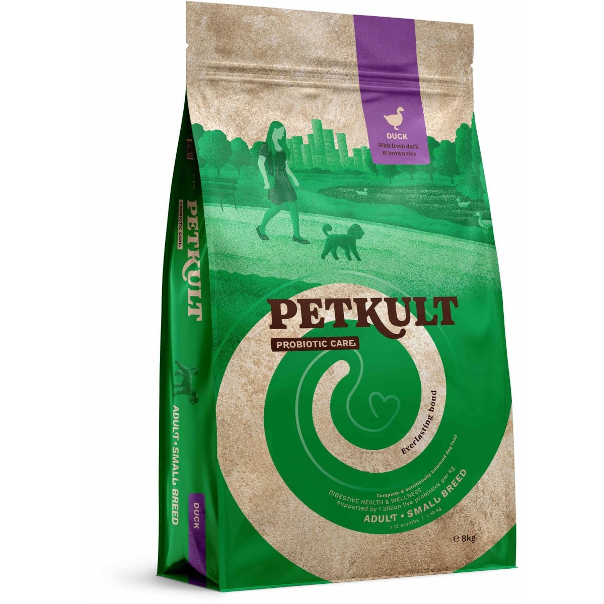 PETKULT Probiotics Adult Small Breed, XS-S, Rață și orez brun, hrană uscată câini, sistem digestiv & probiotice, 8kg - poza 1