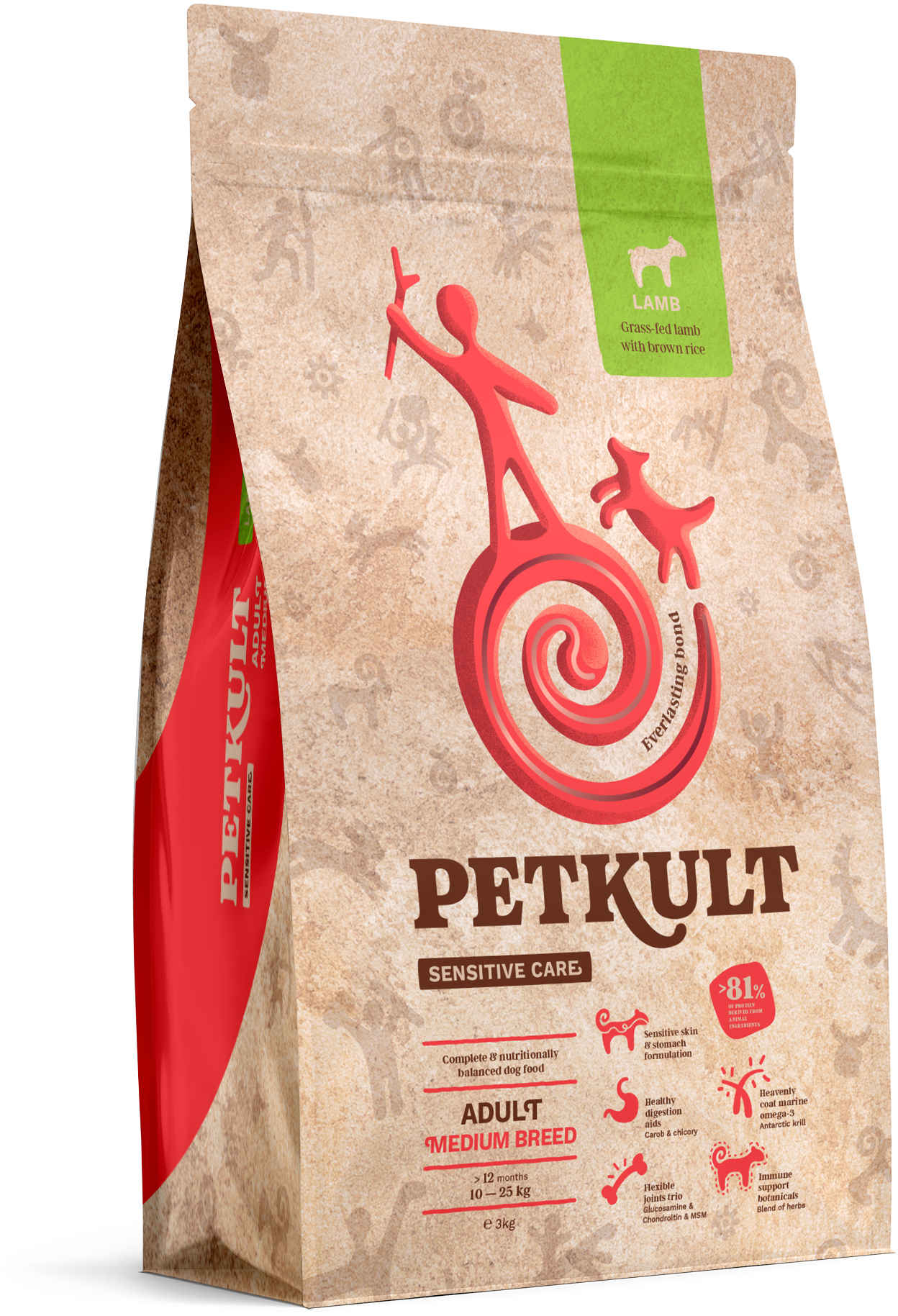 PETKULT Sensitive Adult medium, talie medie, Miel şi orez