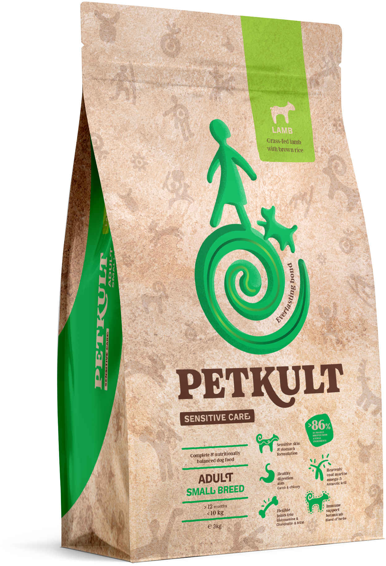 PETKULT Sensitive Adult small, talie mică, Miel şi orez