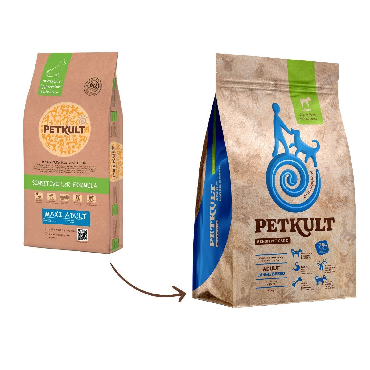 PETKULT Sensitive Care Adult Large Breed, L-XL, Miel și orez brun, hrană uscată câini, alergii, 3kg - poza 1