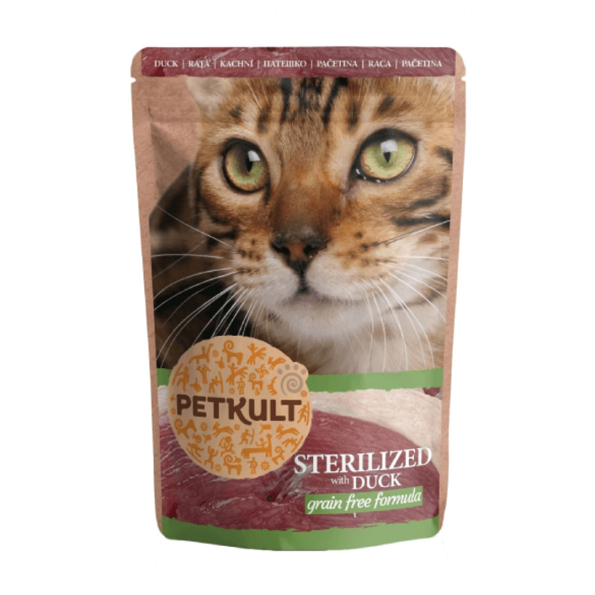 PETKULT Sterilised, Rată, plic hrană umedă fără cereale pisici, 100g - poza 1