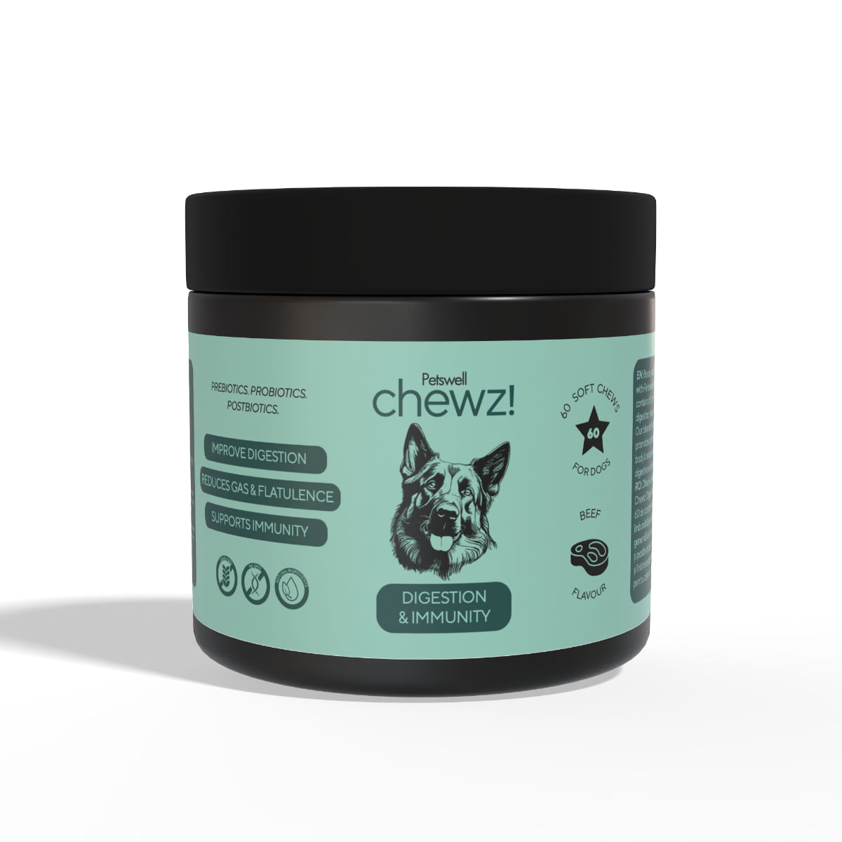 PETSWELL Chewz Digestion & Immunity, supliment sistem digestiv, imunitate câini, Vită, comprimate masticabile PETSWELL Chewz Digestion & Immunity, supliment sistem digestiv, imunitate câini, Vită, flacon, 60 comprimate masticabile - poza 2