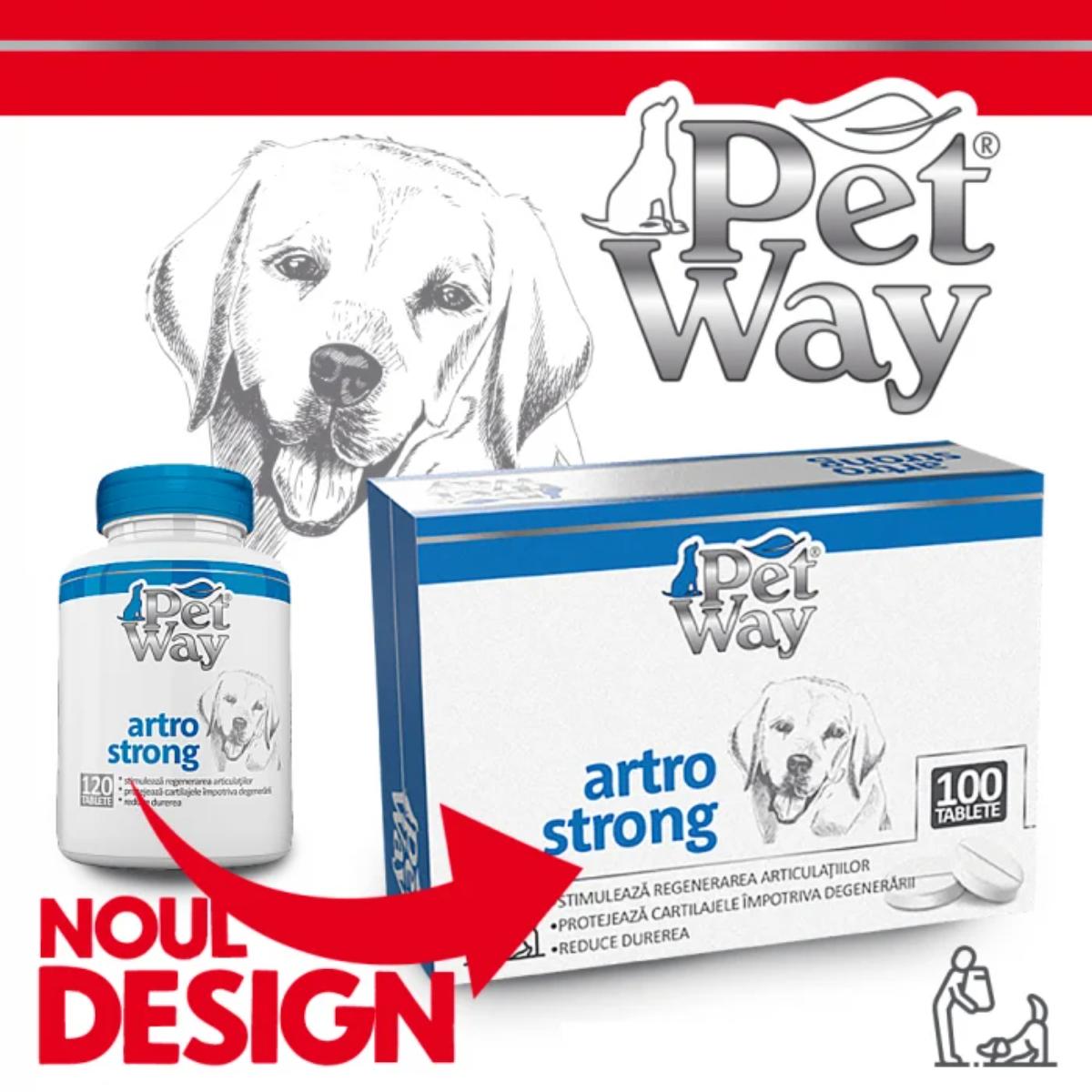 PETWAY Artro Strong, XS-XL, supliment sistem articular câini, cutie, 100 comprimate - poza 2