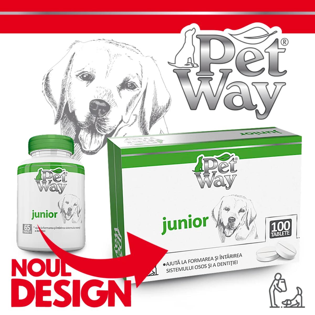 PETWAY Junior, XS-XL, supliment sistem osos câini junior, cutie, 100 comprimate - poza 1