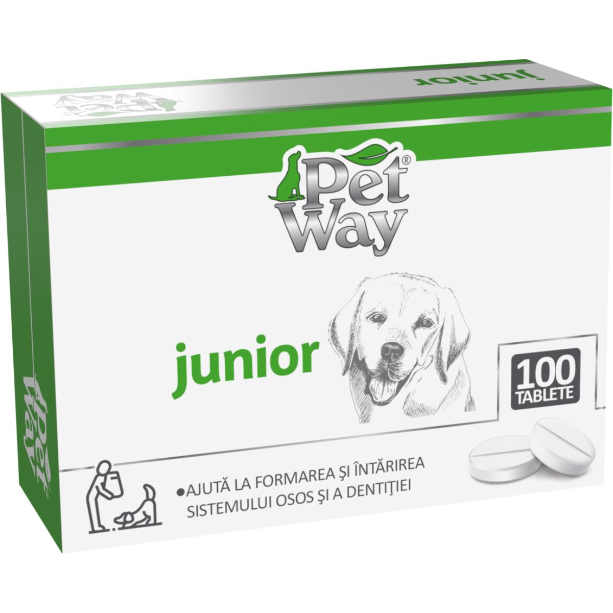 PETWAY Junior, XS-XL, supliment sistem osos câini junior, cutie, 100 comprimate - poza 3