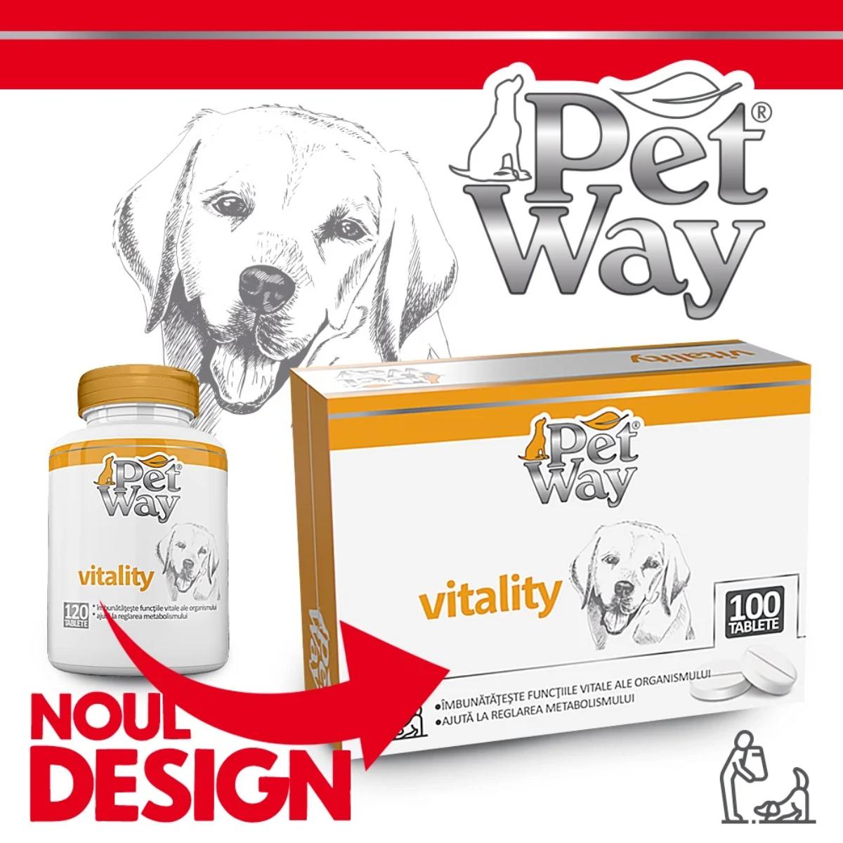 PETWAY Vitality, XS-XL, supliment multivitamine, sistem imunitar & alergii câini, cutie, 100 comprimate - poza 1