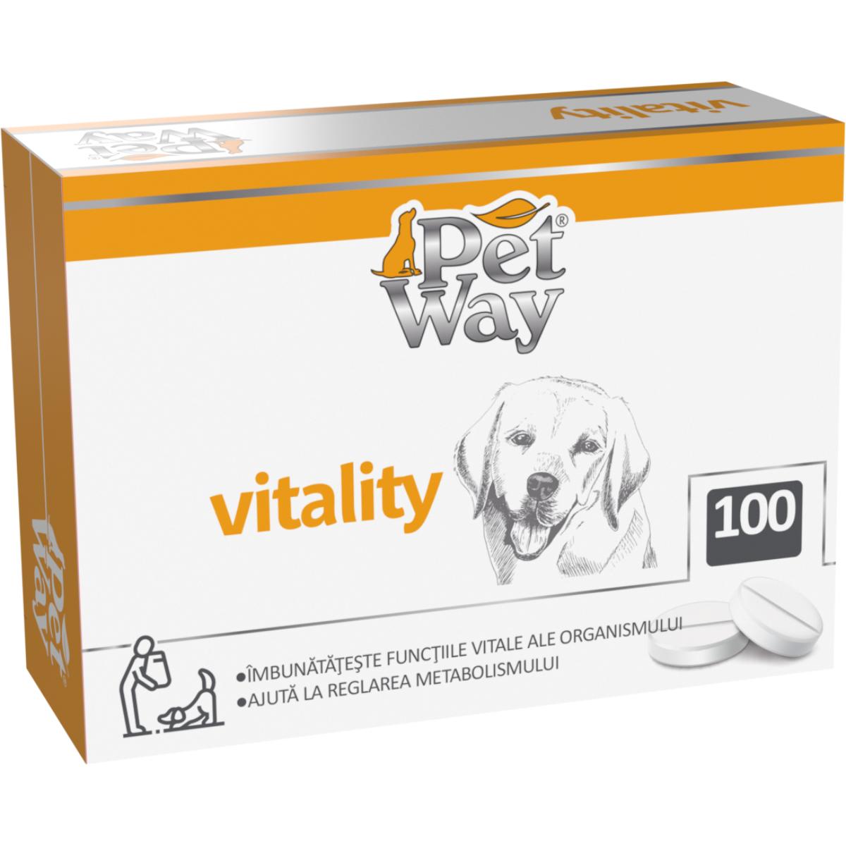 PETWAY Vitality, XS-XL, supliment multivitamine, sistem imunitar & alergii câini, cutie, 100 comprimate - poza 3