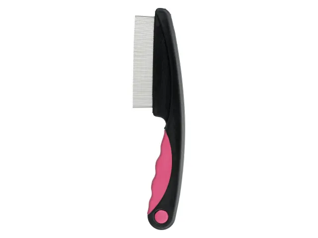 Pieptene pentru indepartarea puricilor roz negru 15 cm