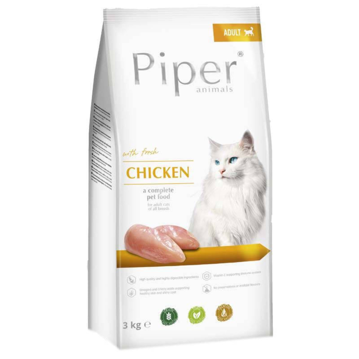 PIPER Animals, Pui, hrană uscată fără cereale pisici, 3kg - poza 2