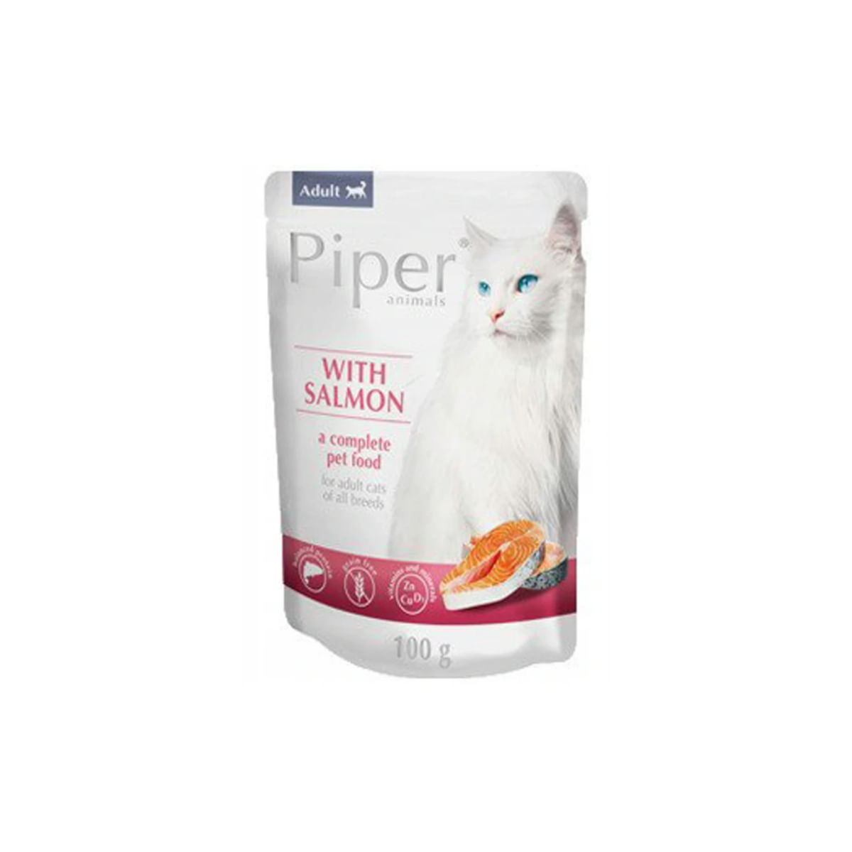 PIPER Animals, Somon, plic hrană umedă fără cereale pisici, (în aspic), 100g - poza 1