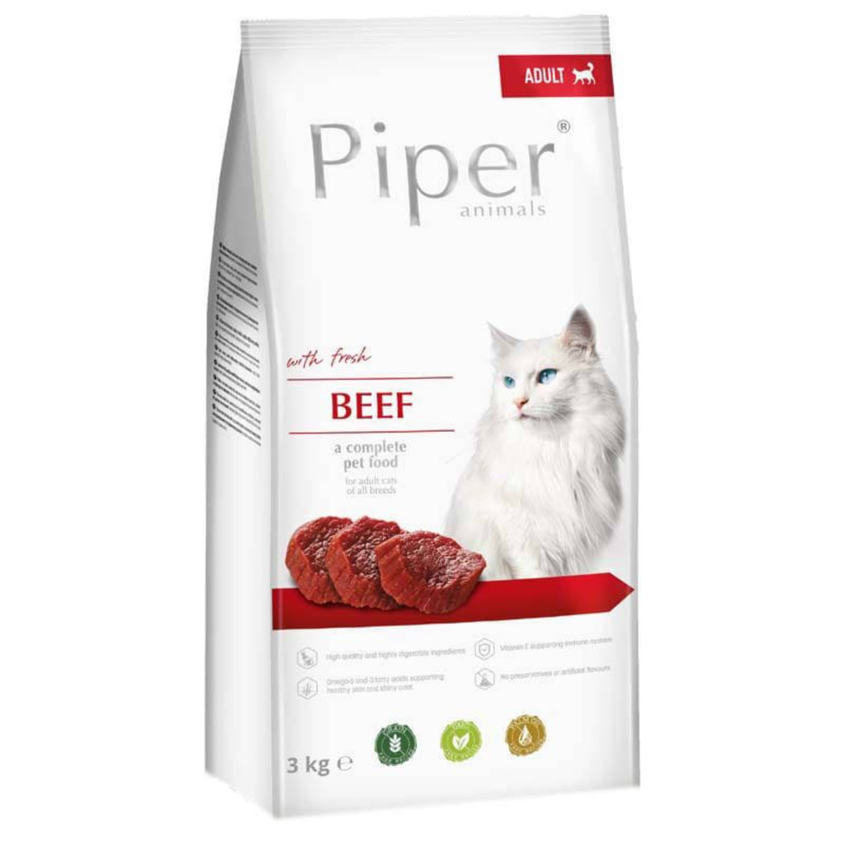 PIPER Animals, Vită, hrană uscată fără cereale pisici, 3kg - poza 1