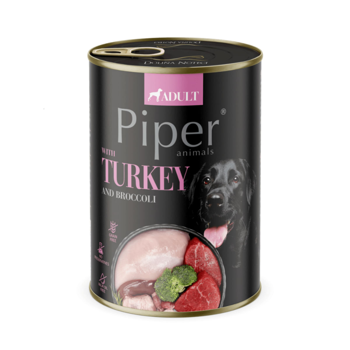 PIPER Animals, XS-XL, Curcan și Broccoli, conservă hrană umedă fără cereale câini, (în aspic), 400g - poza 1