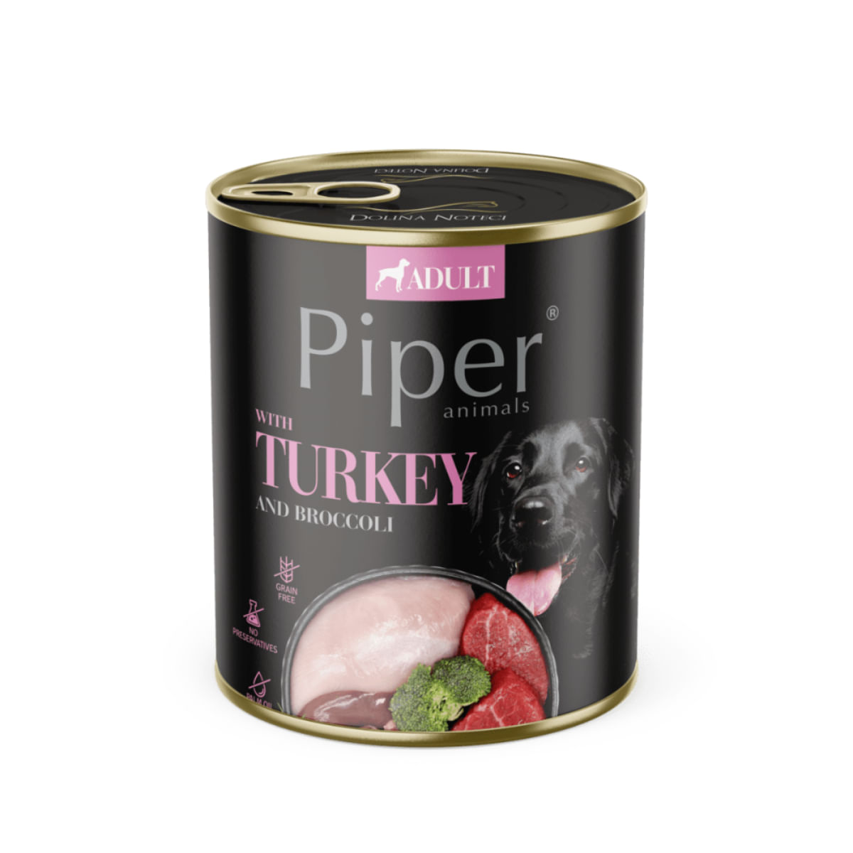 PIPER Animals, XS-XL, Curcan și Broccoli, conservă hrană umedă fără cereale câini, (în aspic), 800g - poza 1