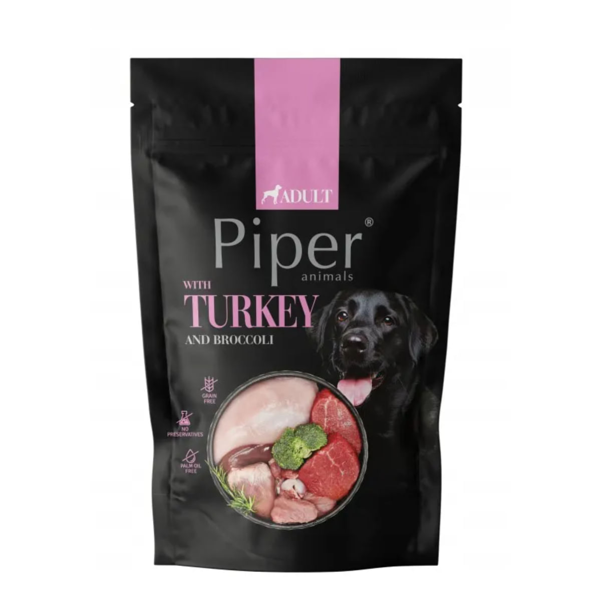 PIPER Animals, XS-XL, Curcan și Broccoli, plic hrană umedă fără cereale câini, (în aspic), 500g - poza 1