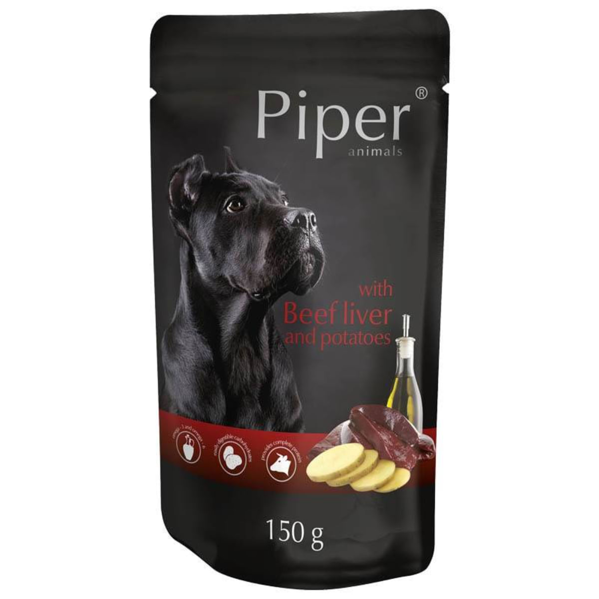 PIPER Animals, XS-XL, Ficat de Vită și Cartofi, plic hrană umedă fără cereale câini, (în aspic), 150g - poza 1