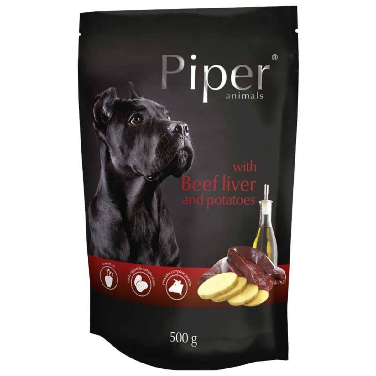 PIPER Animals, XS-XL, Ficat de Vită și Cartofi, plic hrană umedă fără cereale câini, (în aspic), 500g - poza 2