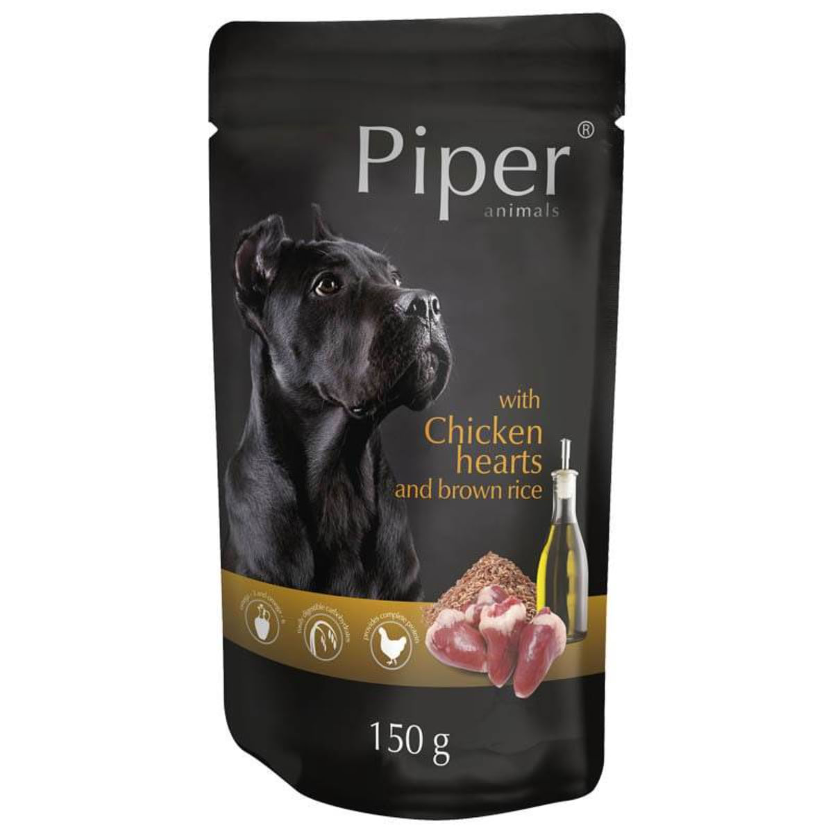 PIPER Animals, XS-XL, Inimi de Pui și orez brun, plic hrană umedă câini, (în aspic), 150g - poza 1