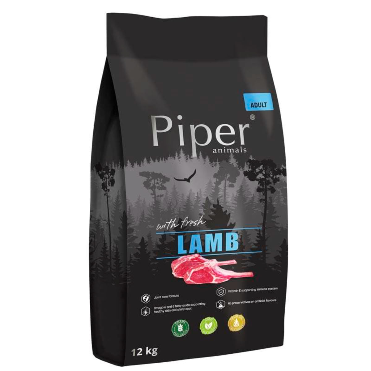 PIPER Animals, XS-XL, Miel, hrană uscată fără cereale câini, 12kg - poza 1