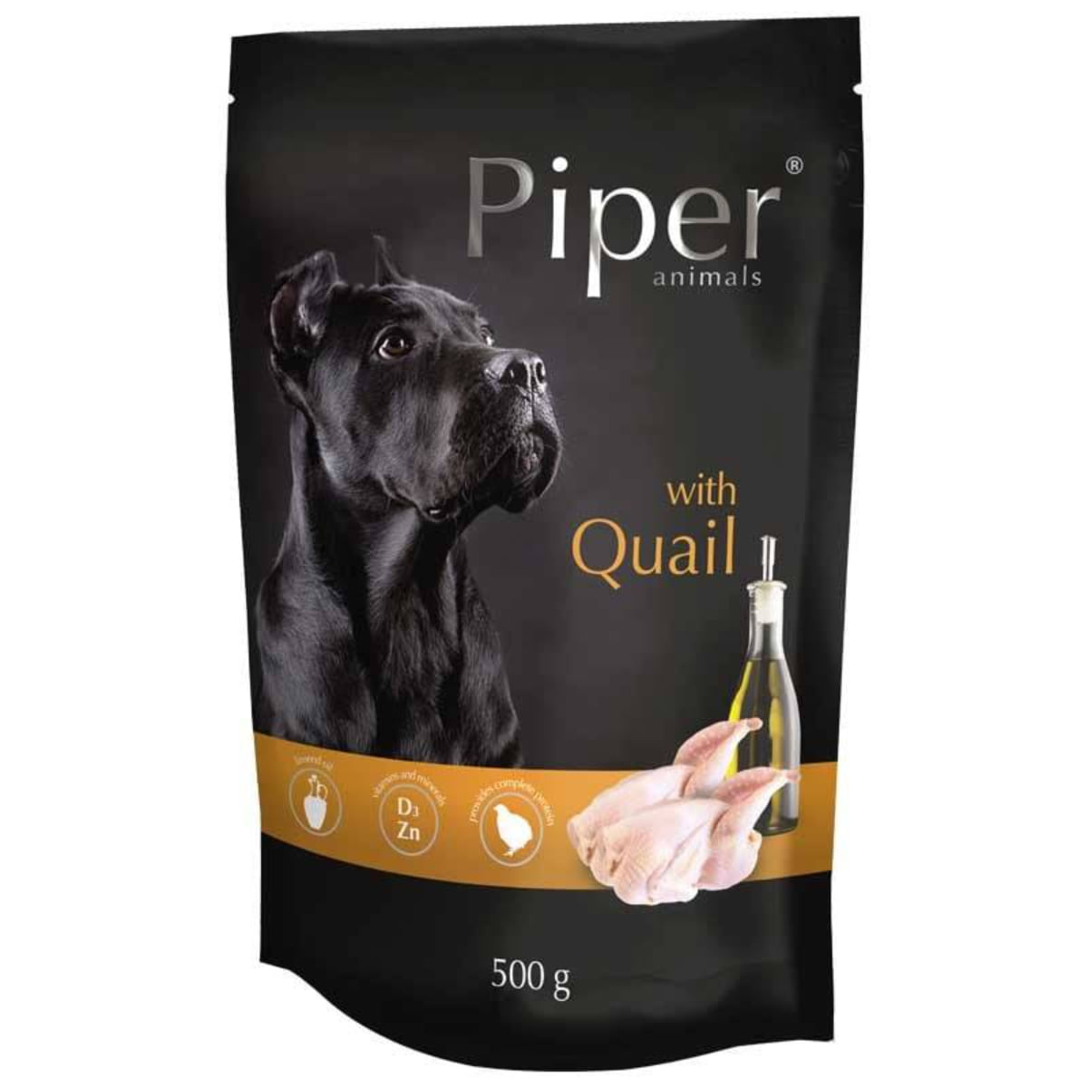 PIPER Animals, XS-XL, Prepeliță, plic hrană umedă fără cereale câini, (în aspic), 500g - poza 2