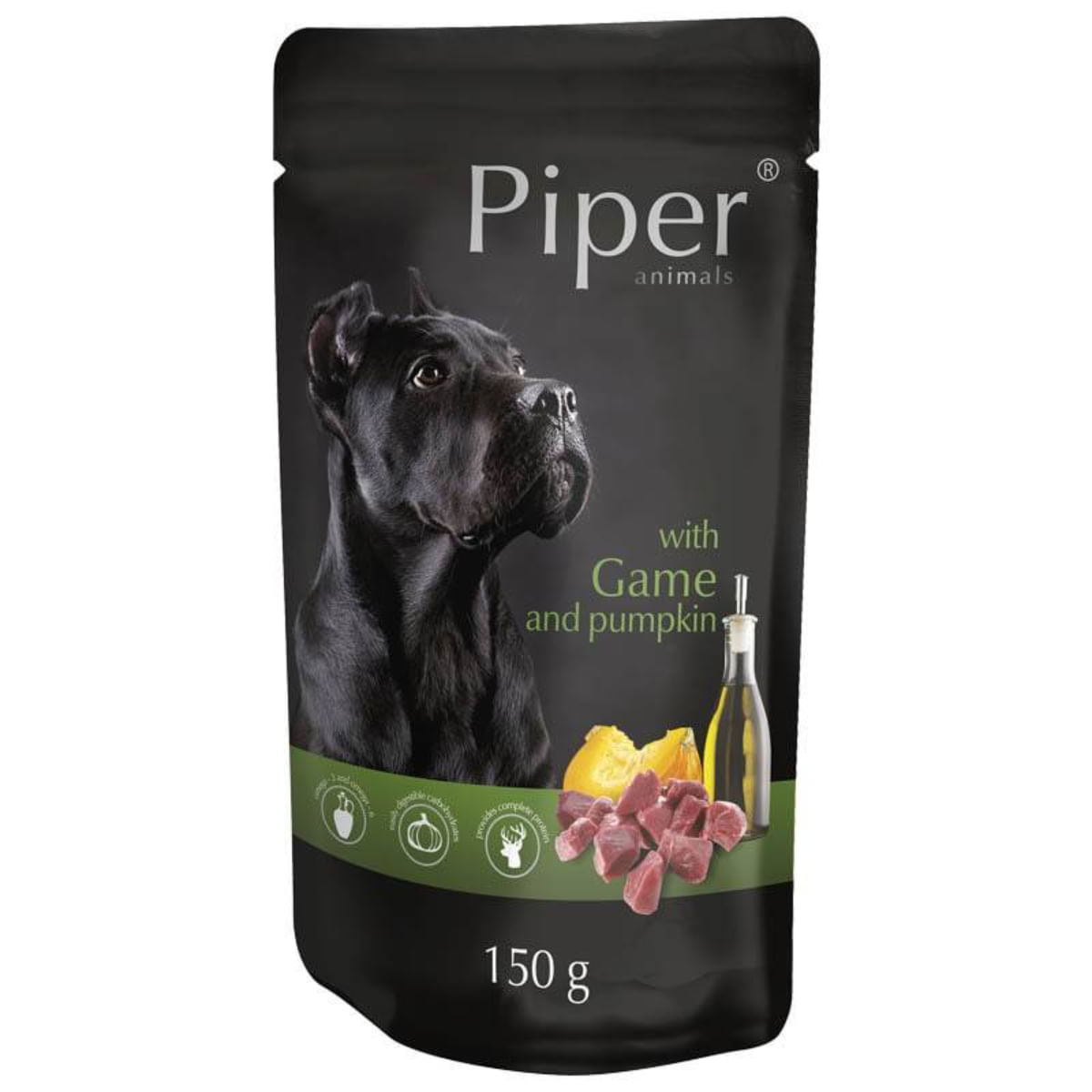PIPER Animals, XS-XL, Vânat și dovleac, plic hrană umedă fără cereale câini, (în aspic), 150g - poza 1