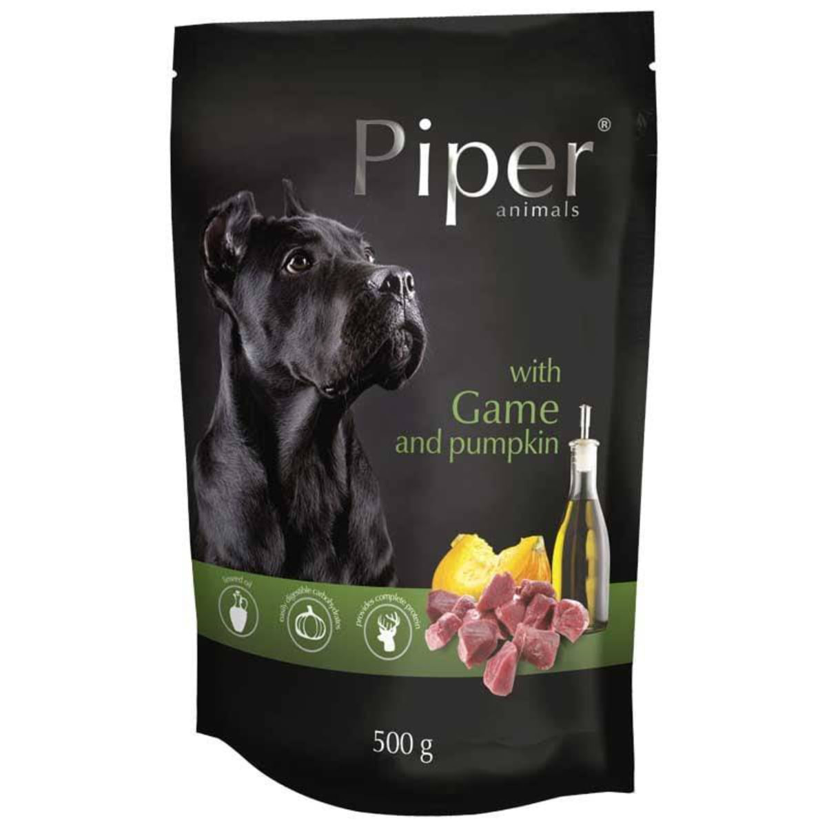 PIPER Animals, XS-XL, Vânat și dovleac, plic hrană umedă fără cereale câini, (în aspic), 500g - poza 1