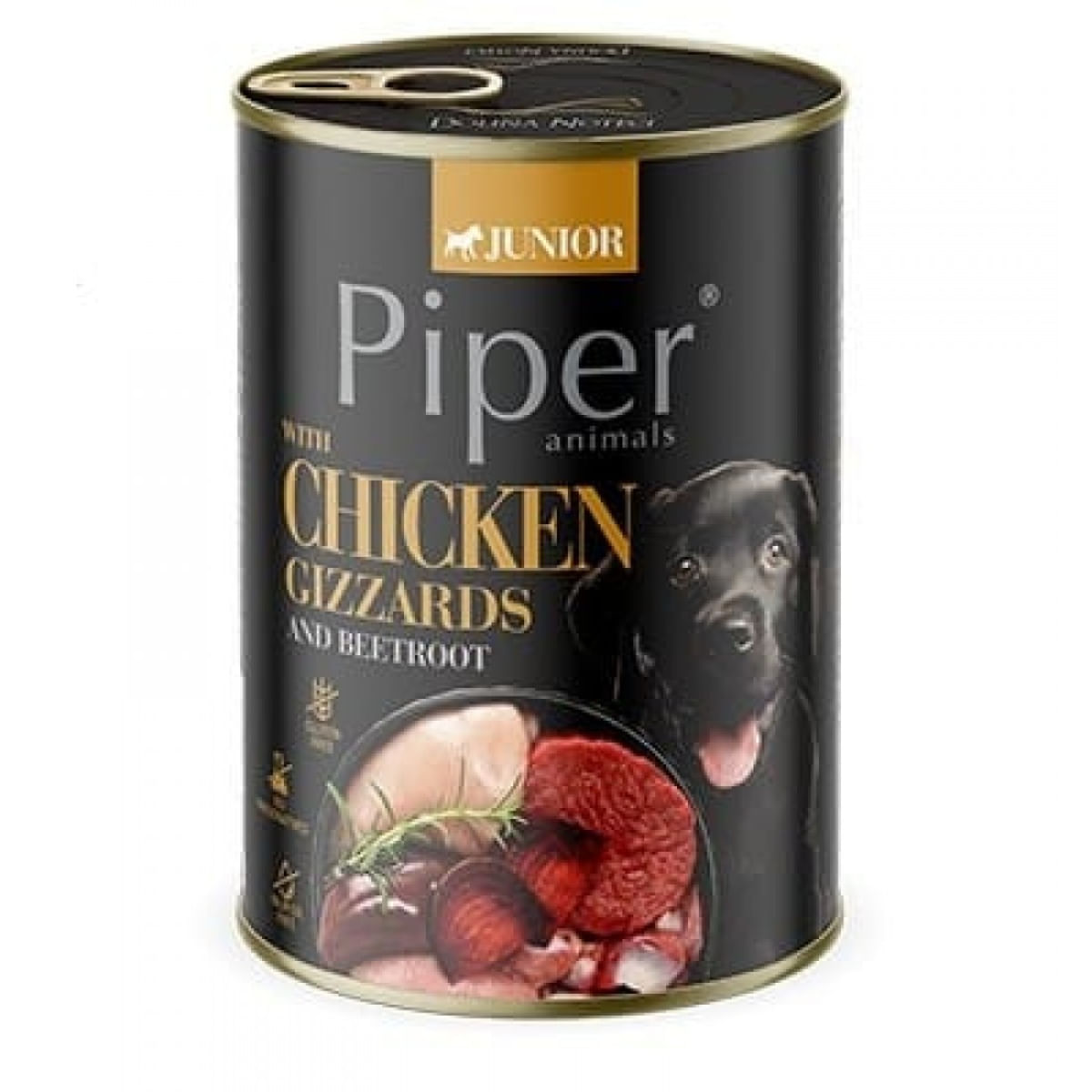 PIPER Junior, XS-XL, Pui, conservă hrană umedă câini junior, (în aspic), 400g - poza 2