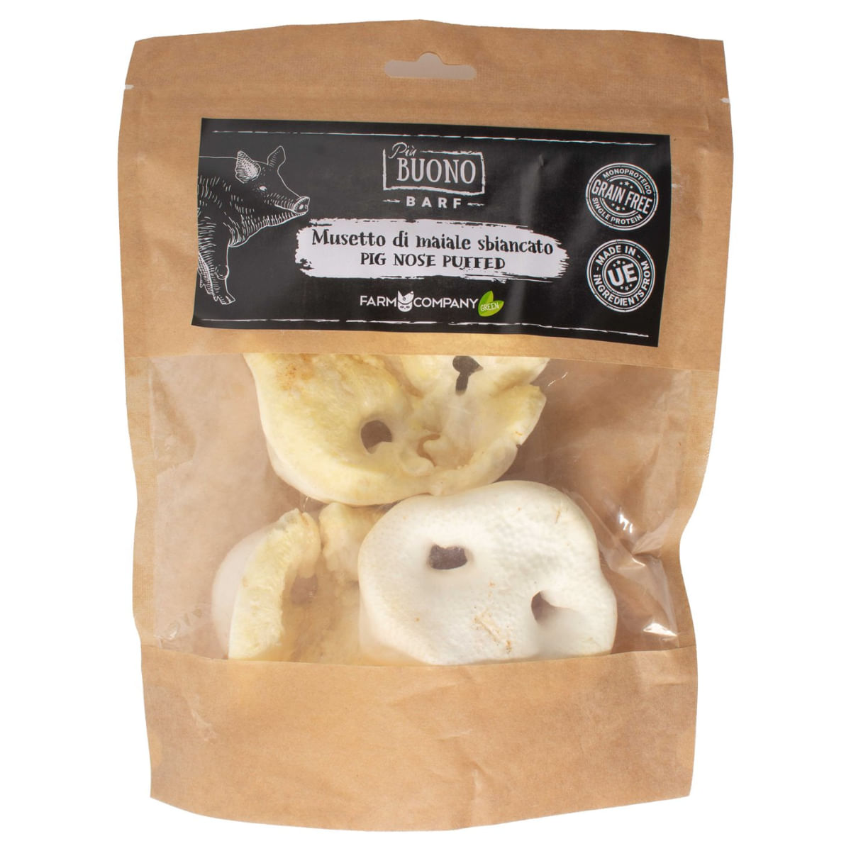 PIU BUONO Nas de Porc , XS-XL, punguță recompense câini, 60g
