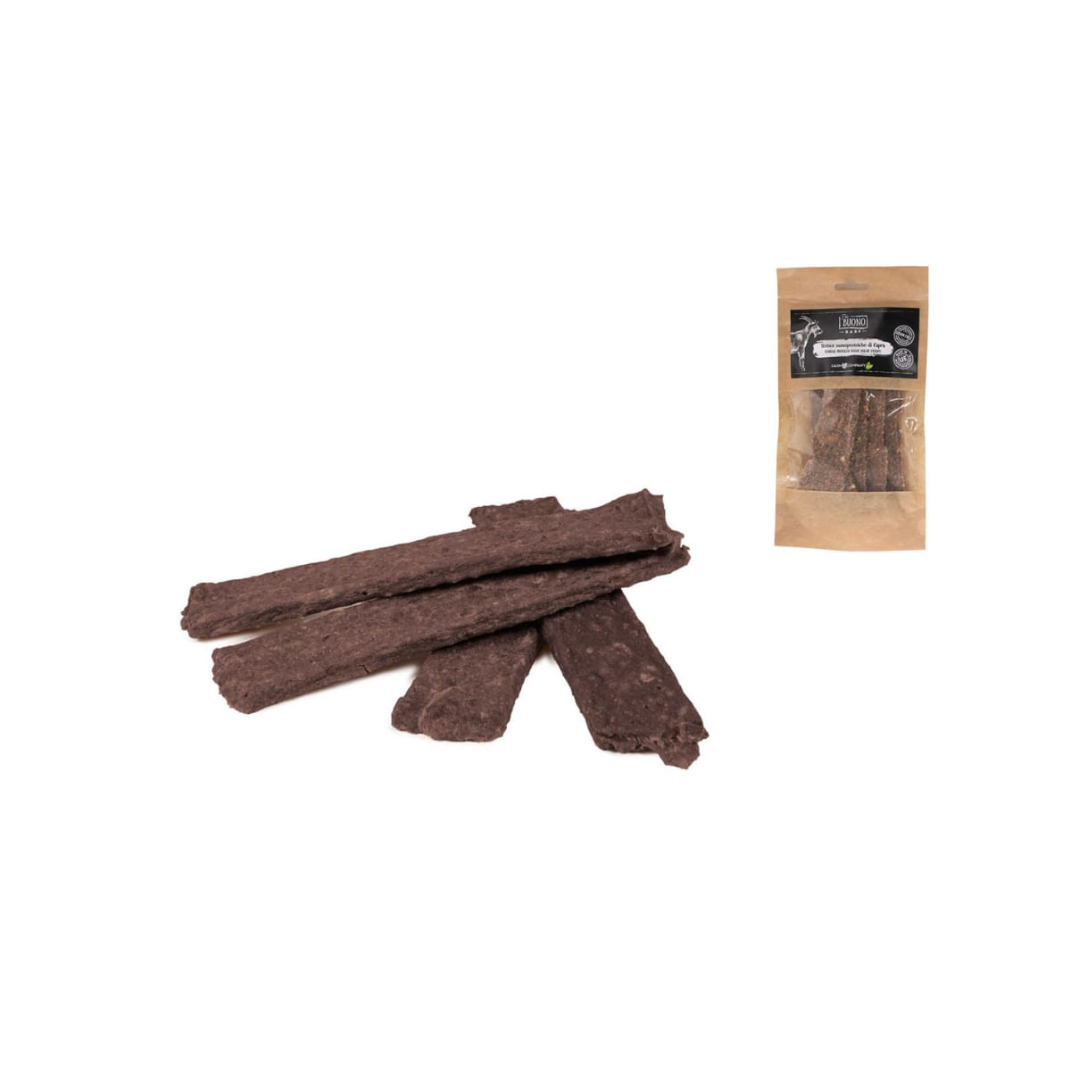 PIU BUONO Single Protein Meat Strips, XS-XL, Capră, punguță recompense monoproteice BARF câini, 70g - poza 4
