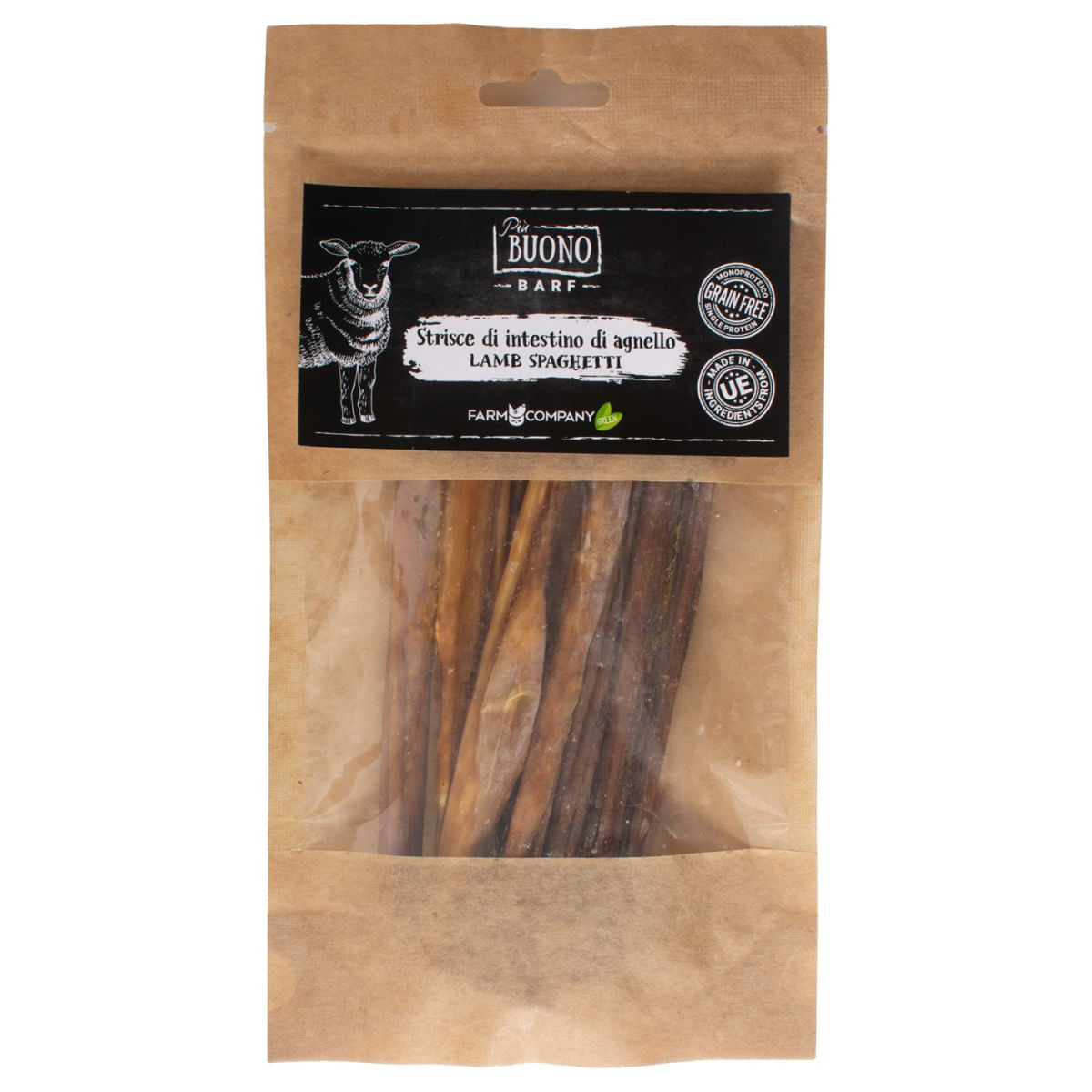 PIU BUONO Strips Intestine de Miel, XS-XL, punguță recompense câini, 50g - poza 2